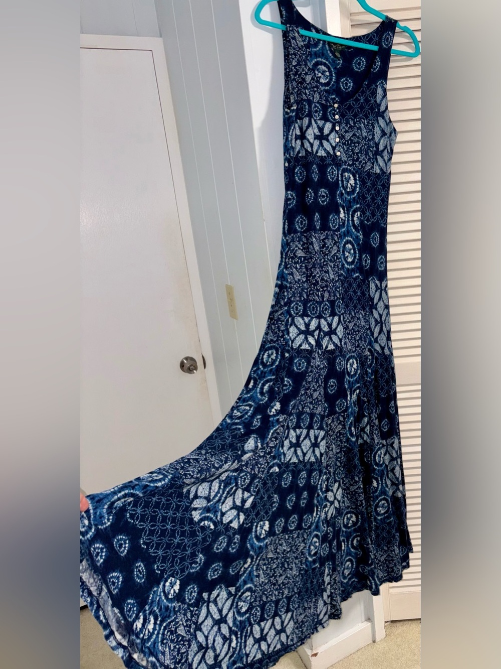 Ralph Lauren Indigo Patchwork blue & white Maxi Dress, size S - Picture 4 of 5